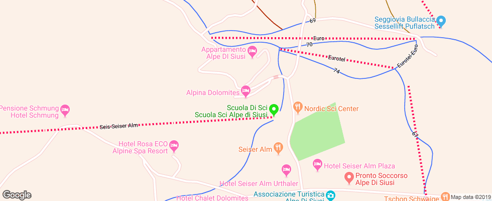 Отель Alpina Dolomites на карте Италии