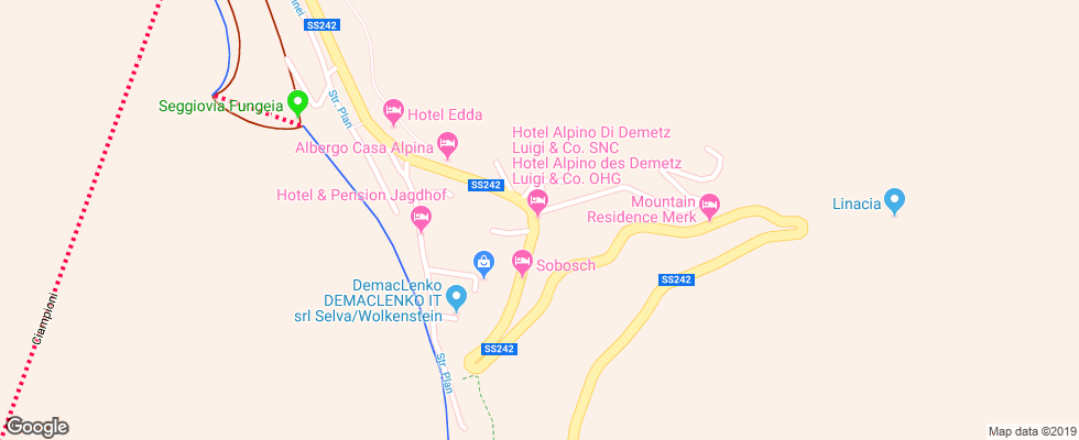 Отель Alpino Plan Selva Gardena на карте Италии