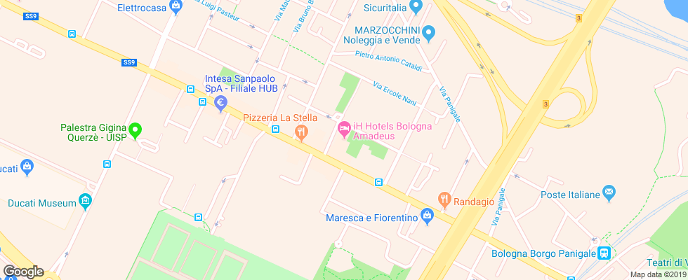 Отель Amadeus Bolonia на карте Италии
