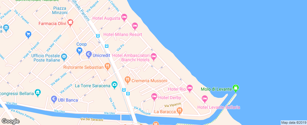 Отель Ambasciatori Bellaria на карте Италии