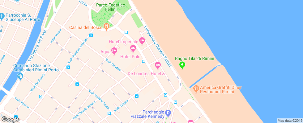 Отель Ambasciatori Rimini на карте Италии