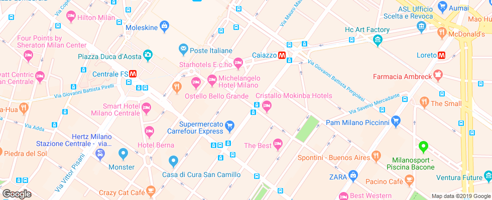 Отель Andreola Central на карте Италии