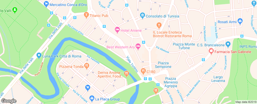 Отель Aniene на карте Италии