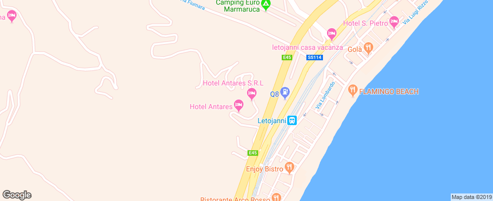 Отель Antares на карте Италии