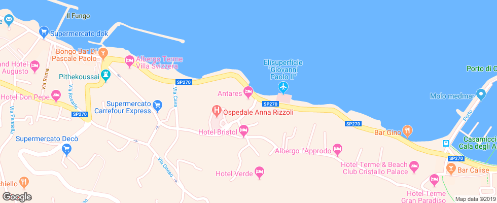 Отель Antares Ischia на карте Италии