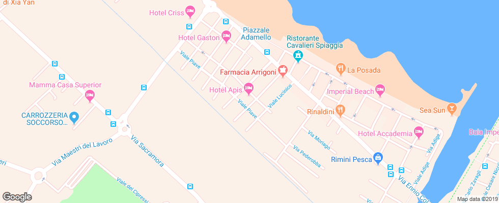 Отель Apis Hotel Rimini на карте Италии