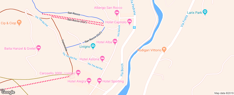 Отель Aquila Livigno на карте Италии