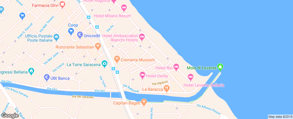 Отель Artis Rimini на карте Италии
