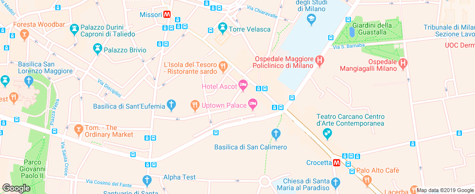 Отель Ascot Milano на карте Италии