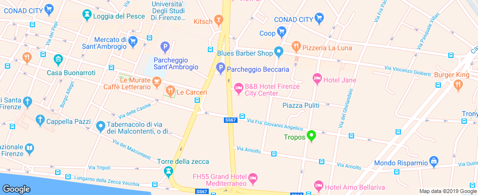 Отель B&b Hotel Firenze City Center на карте Италии