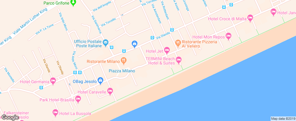 Отель Baia Del Mar Lido Jesolo на карте Италии
