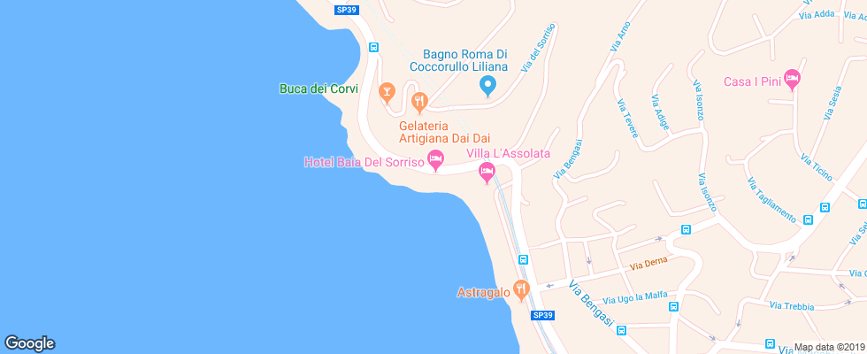 Отель Baia Del Sorriso на карте Италии