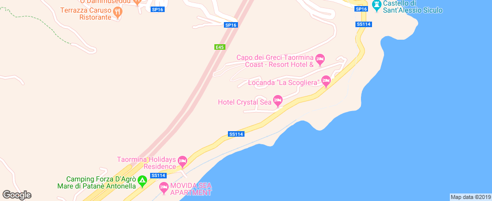 Отель Baia Taormina на карте Италии