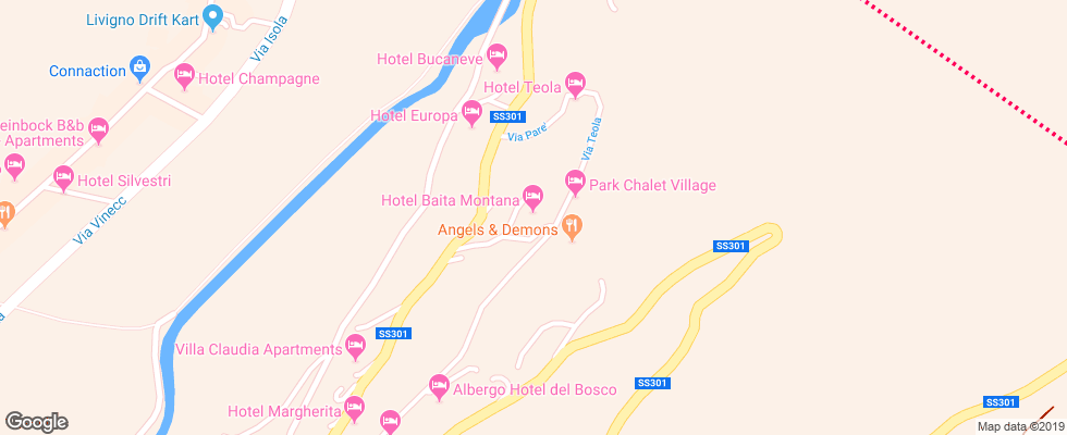 Отель Baita Montana Livigno на карте Италии