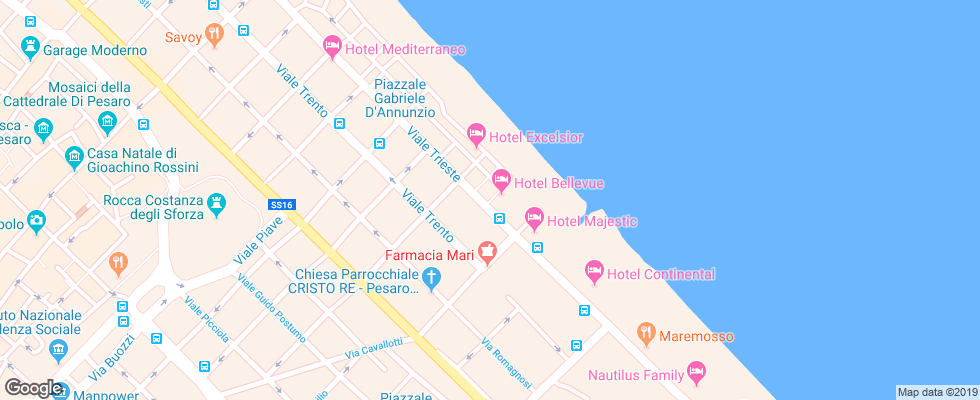 Отель Bellevue Pezaro на карте Италии