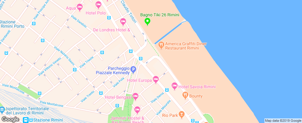 Отель Bellevue Rimini на карте Италии
