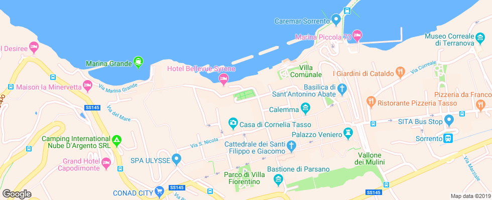 Отель Bellevue Syrene Sorrento на карте Италии