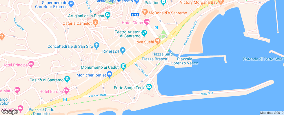 Отель Belvedere Sanremo на карте Италии