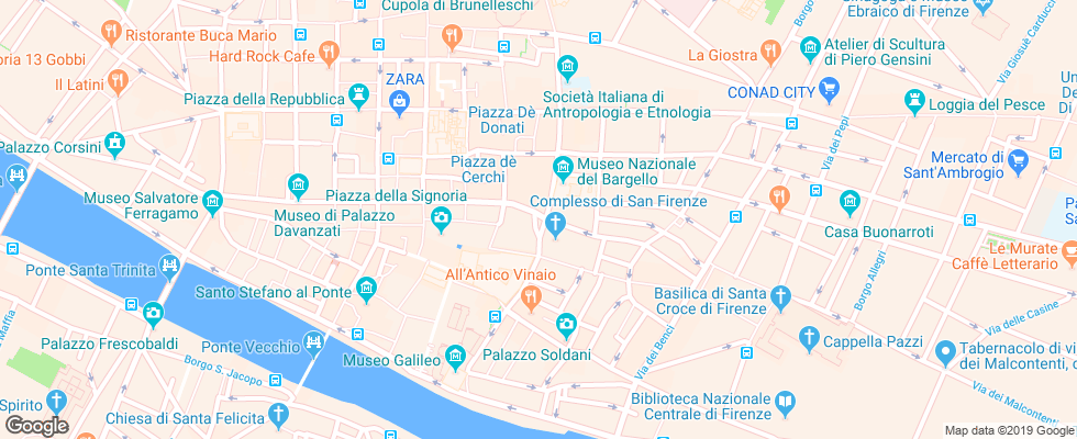 Отель Bernini Palace на карте Италии