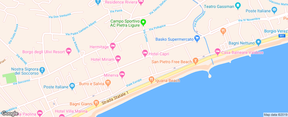 Отель Capri Diano Marina на карте Италии