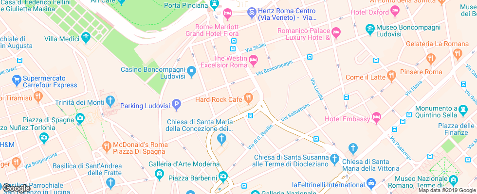 Отель Caprice Rome на карте Италии