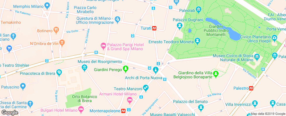 Отель Cavour Milan на карте Италии