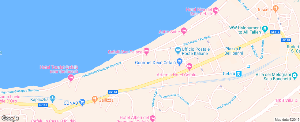 Отель Cefalu Sea Palace на карте Италии