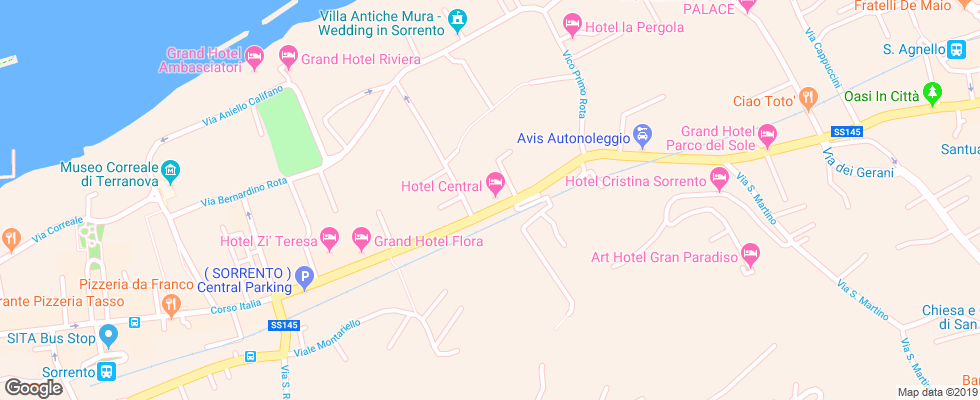 Отель Central Sorrento на карте Италии