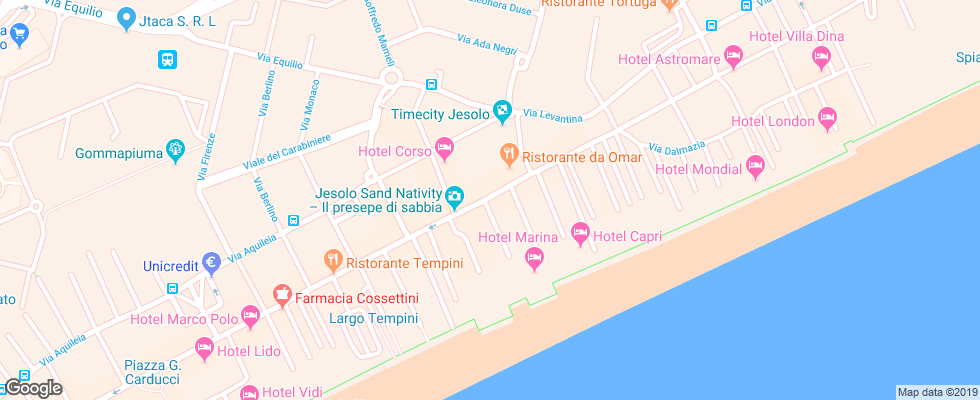Отель Centrale Jesolo на карте Италии