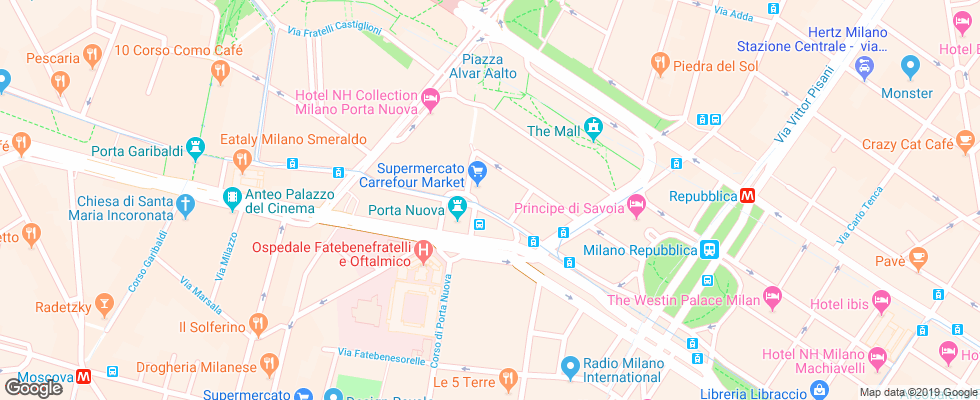 Отель Cervo Milano на карте Италии