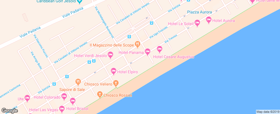 Отель Cesare Augustus Lido Jesolo на карте Италии