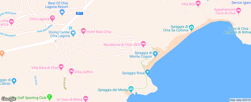 Отель Chia Laguna Resort - Baia Chia Village на карте Италии