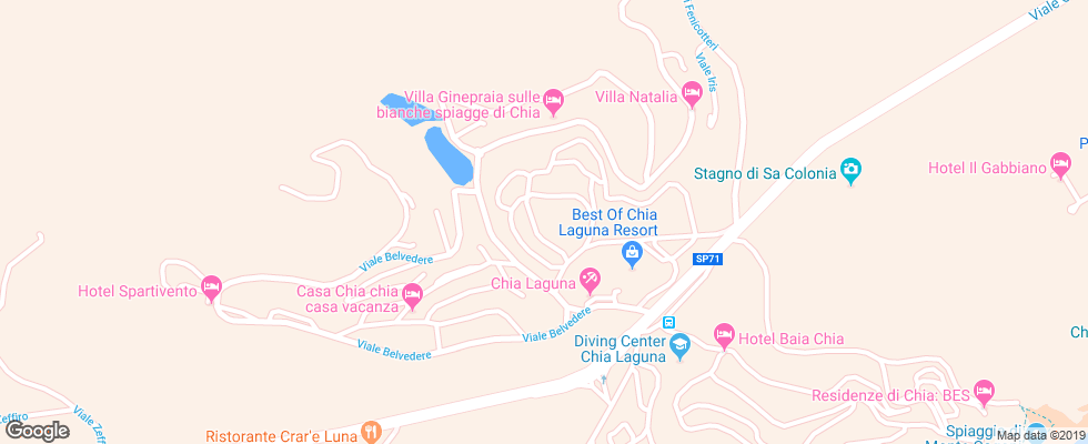 Отель Chia Laguna Resort - Chia Village на карте Италии
