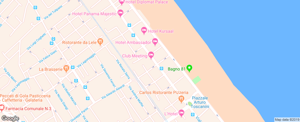 Отель Club Meeting на карте Италии