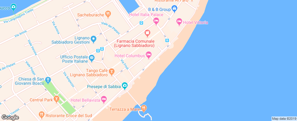 Отель Columbus Hotel Lignano Sabbiadoro на карте Италии