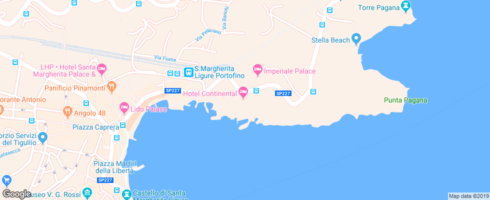 Отель Continental Santa Margherita Ligur на карте Италии