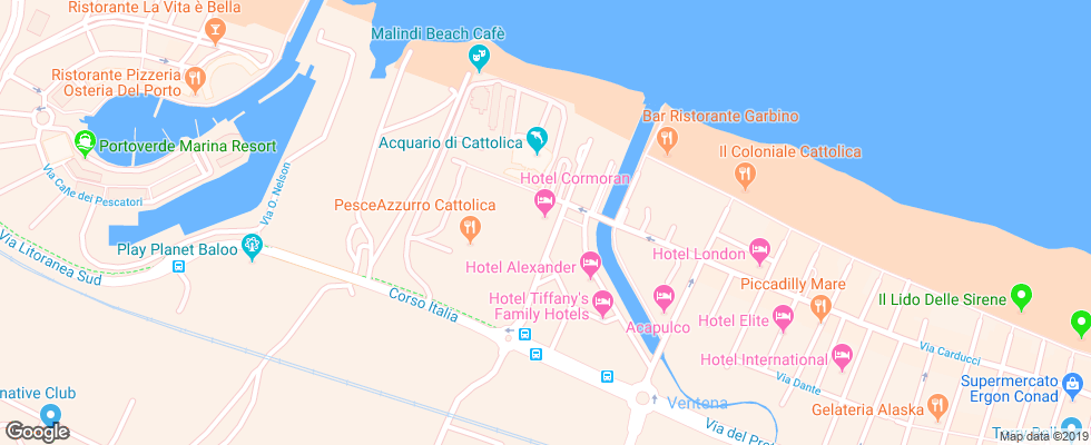 Отель Cormoran Cattolica на карте Италии