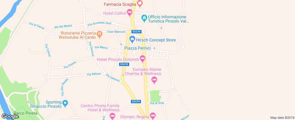 Отель Corona Wellness & Family Pinzolo на карте Италии