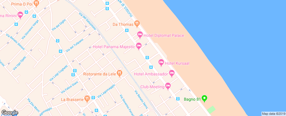 Отель Cristallo Hotel Rimini на карте Италии