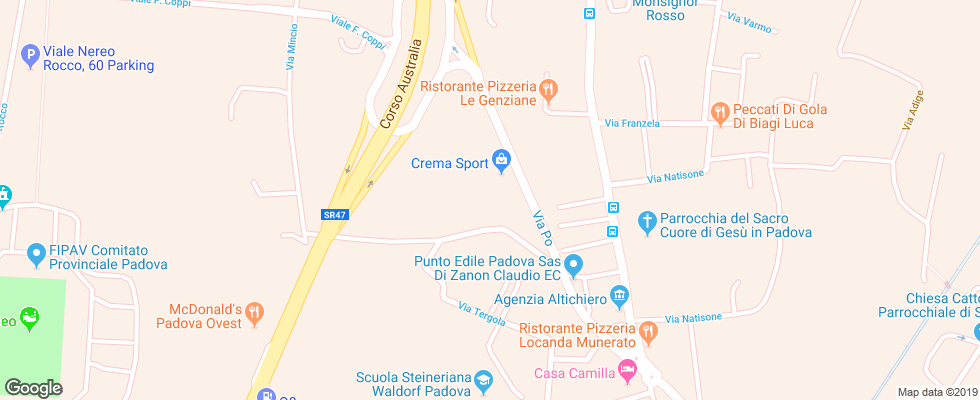 Отель Crowne Plaza Padova на карте Италии