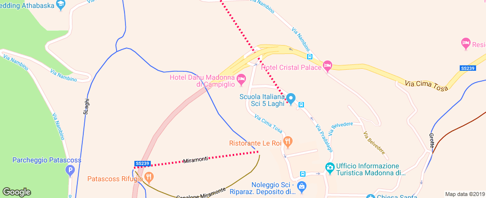 Отель Dahu Hotel Madonna Di Campiglio на карте Италии