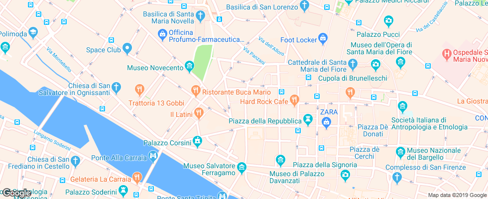 Отель De La Ville Hotel Florence на карте Италии