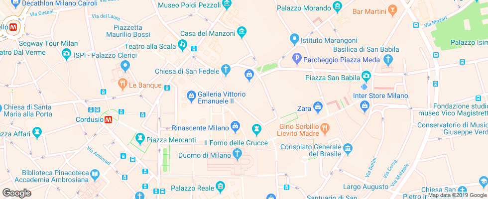 Отель De La Ville Milano на карте Италии