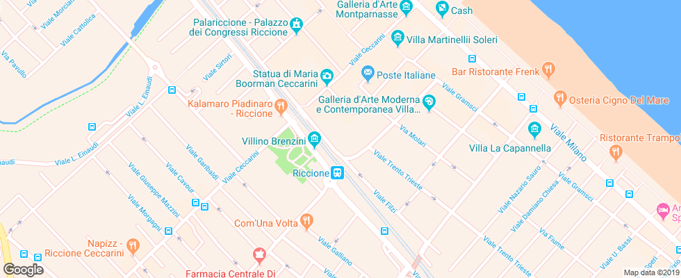 Отель De La Ville Riccione на карте Италии