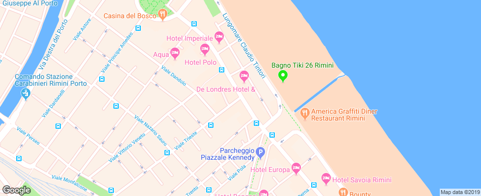 Отель De Londres на карте Италии
