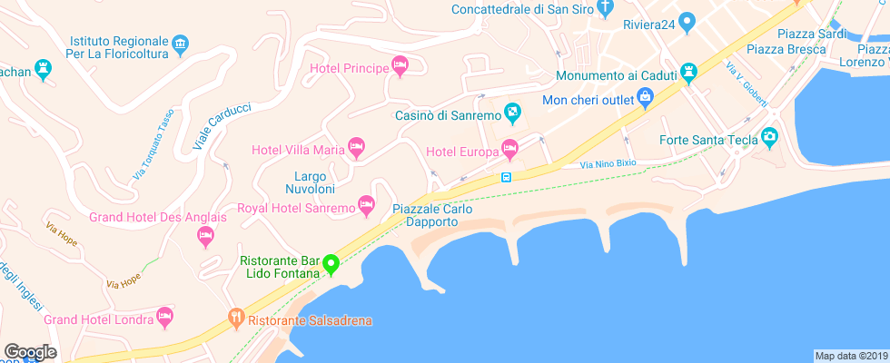 Отель De Paris Sanremo на карте Италии
