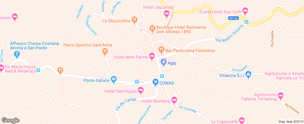 Отель Delle Palme Sorrento на карте Италии