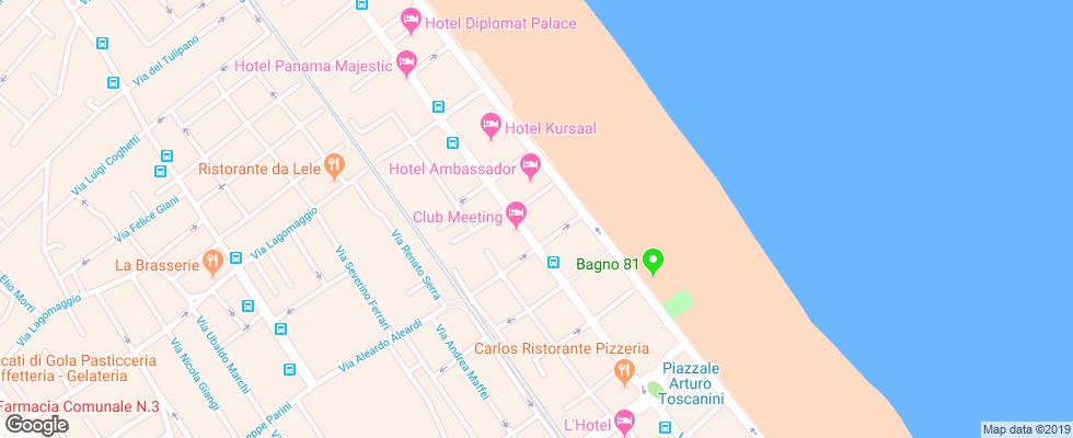 Отель Derby Rimini на карте Италии