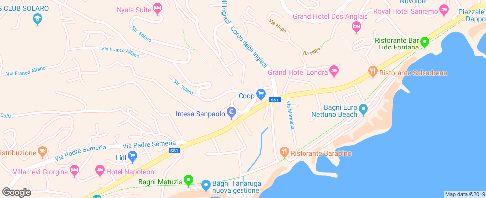 Отель Eden San Remo на карте Италии