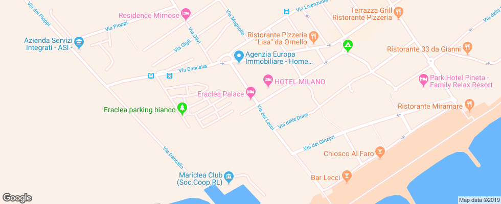 Отель Eraclea Palace на карте Италии